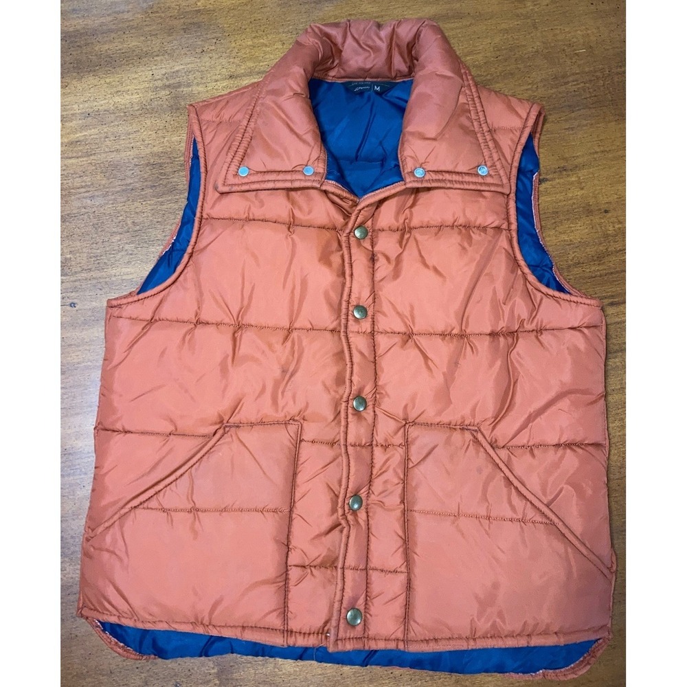 JCPenney Men's Grandpa Preppy Puffer Vest Orange Blue Regular Size Type M